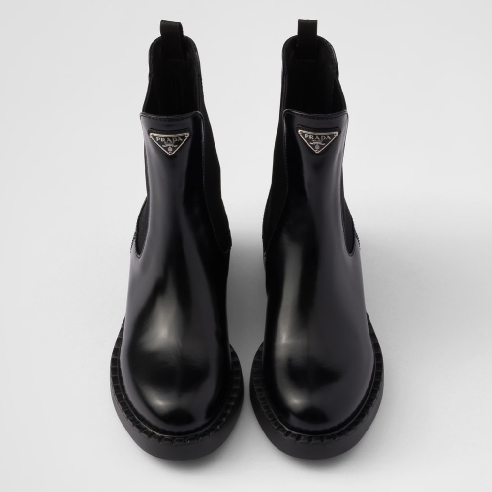 Prada Chocolate Brushed Leather Chelsea Boots 38.5